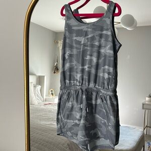 Girls Gray Camo Sleeveless Romper